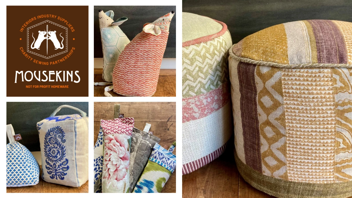Homewares made by social enterprise Mousekins, in partnership with Fine Cell Work.