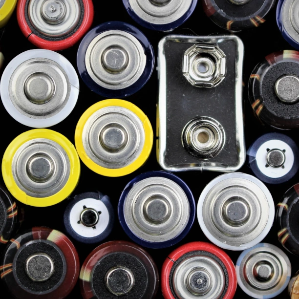 A stack of different sized batteries.