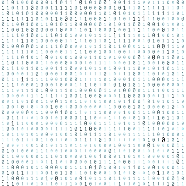 A collection of 1s and 0s in a grid formation, representing binary code.