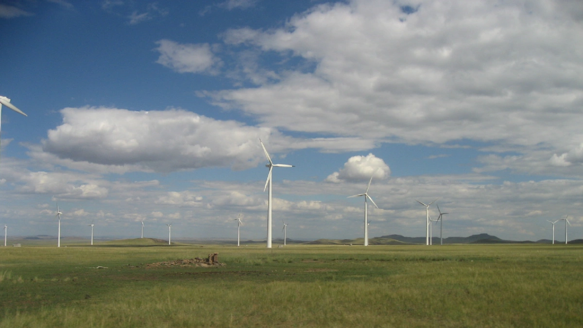 A wind farm in the Fuxin Wind project portfolio in China.