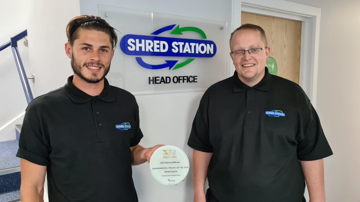 Shred Station's team receiving the 2021 Environmental Project of the Year award.