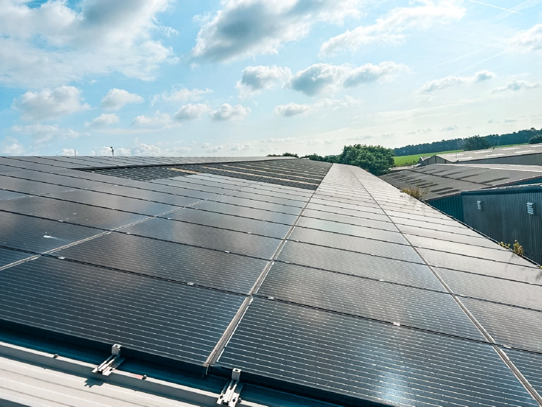 Solar panels on the roof of Shred Station's Norwich head office.