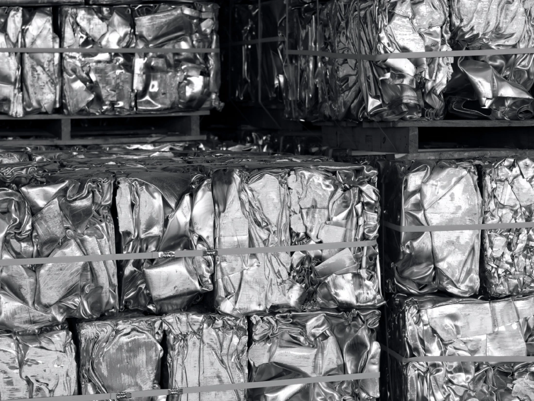Baled compressed metals.