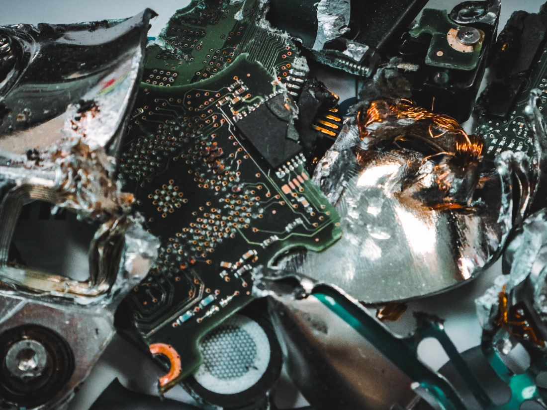 Fragments of shredded hard drives.
