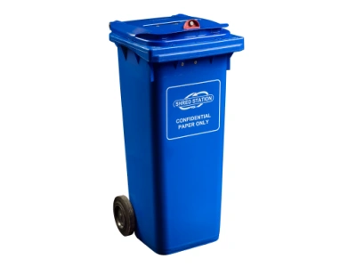 140-litre confidential waste bin with red dome lock.