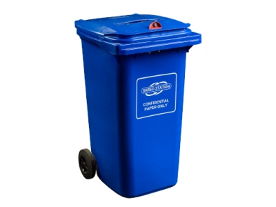 240-litre confidential waste bin with red dome lock.