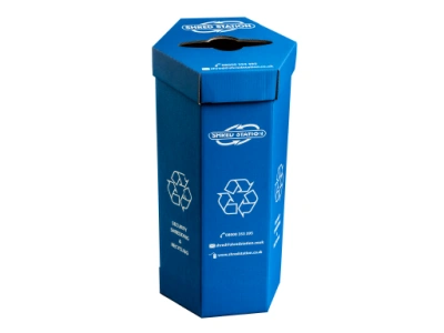 Cardboard bin / bag holder for confidential waste.