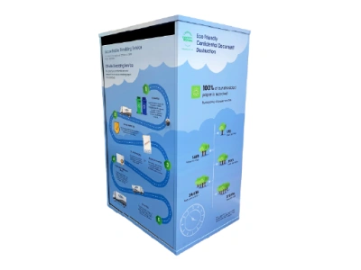Large confidential waste cabinet with lock and slot gap - wrapped with custom designs.