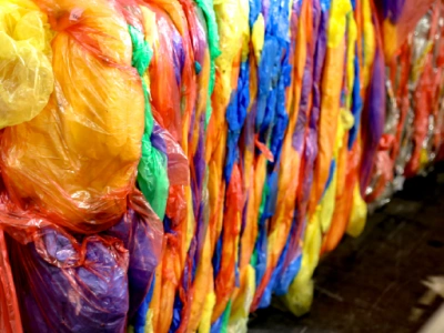 Baled soft plastics in a wide range of colours.