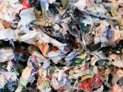 Shredded textiles.