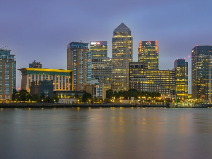 Financial buildings in Canary Wharf.