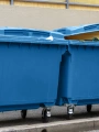 Blue general waste bins.