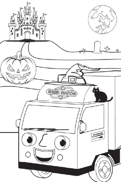 Simon Shred - Halloween colouring sheet preview.