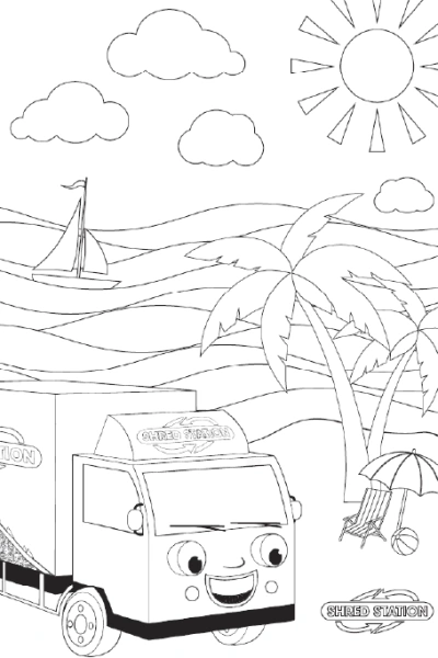Simon Shred - Holiday colouring sheet preview.