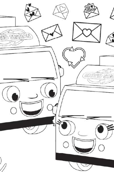 Simon Shred - Valentines colouring sheet preview.