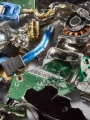 Shredded hard drive fragments.