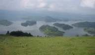 Collection of islands in Uganda, all covered in trees and grassland.