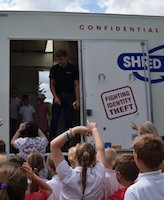 children watch mobile shredding