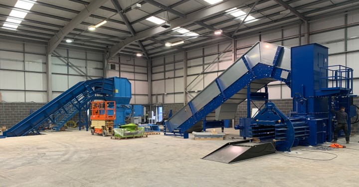 Image of shredding machine and paper baler
