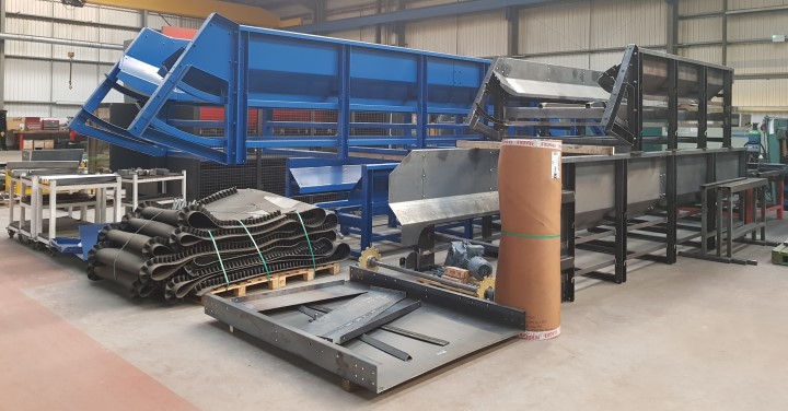 Image of shredding equipment laid out and ready to be built into an industrial shredding machine