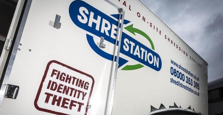 Shred Station branded truck side
