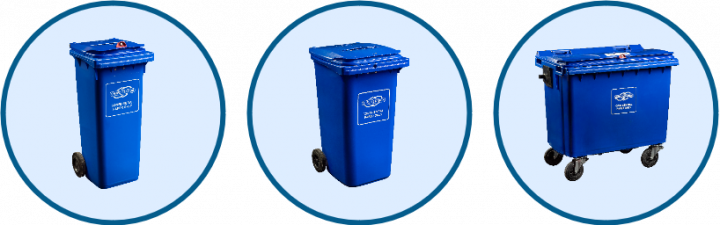 Image of different sizes of Shred Station's confidential waste bins