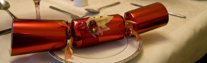 Image of Christmas cracker on set table