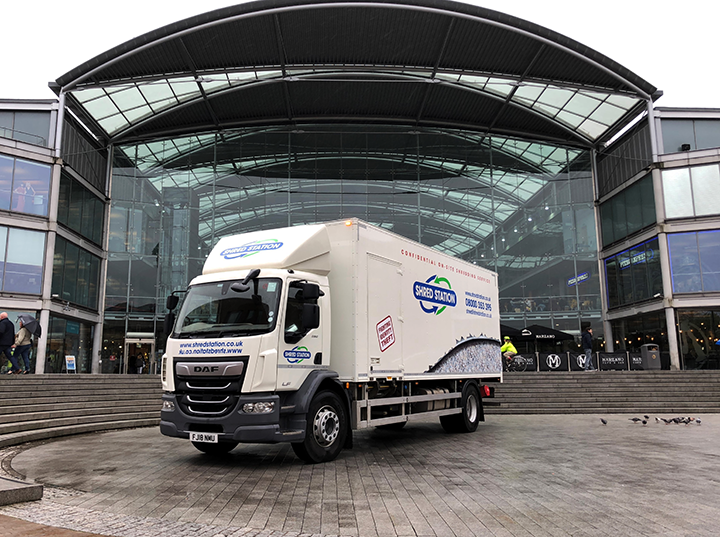 Image of one of Shred Station's bespoke on-site shredding vehicles