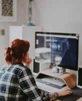 Image of person working remotely, taken by Annie Spratt via Unsplash.