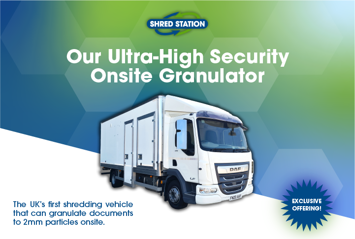 Shred Station's on-site granulation vehicle