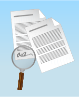 Document with magnifying glass