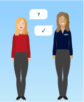 Illustration showing two people with speech bubbles.