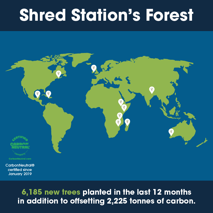 Map of where Shred Station has planted trees
