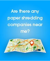 Illustration of map with the text "are there any paper shredding companies near me?"