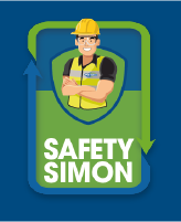 Image of Safety Simon, Shred Station's health and safety brand mascot.