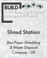 Build Magazine Logo - 2022 Recycling & Waste Management Awards. Shred Station named as winner of Best Paper Shredding & Waste Disposal Company UK award.