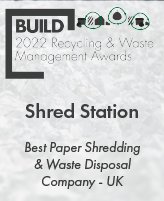 Build Magazine Logo - 2022 Recycling & Waste Management Awards. Shred Station named as winner of Best Paper Shredding & Waste Disposal Company UK award.