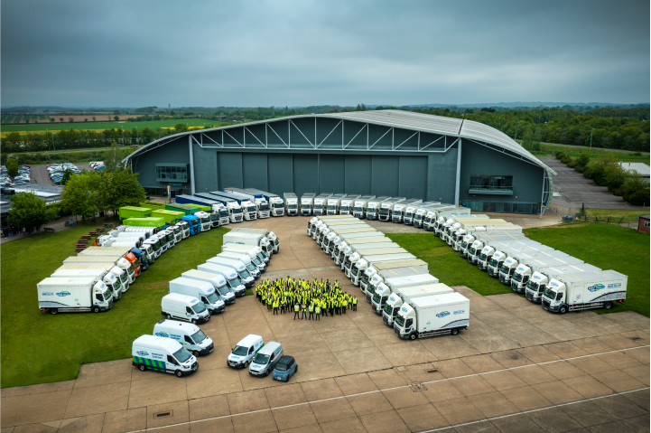 Shred Station's employees and fleet at the company's 15-year anniversary celebration