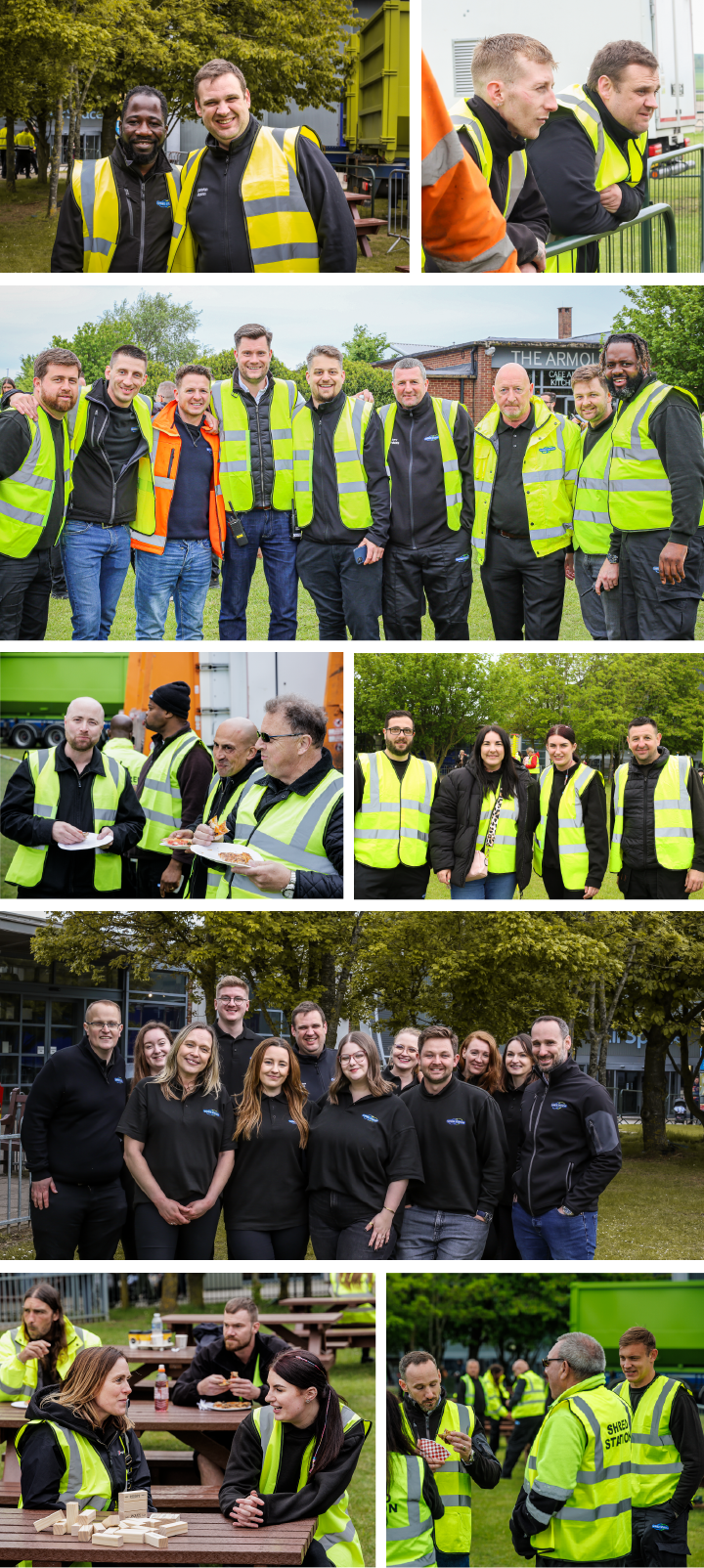 Images of Shred Station employees at the company's 15-year anniversary celebration.