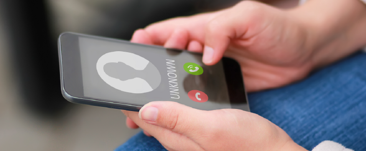 Image of an unknown caller making an incoming call on a mobile phone