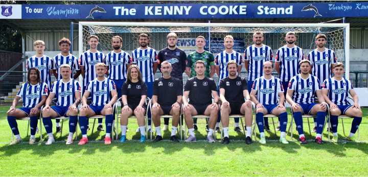 Image of Wroxham FC wearing Shred Station sponsored shirts