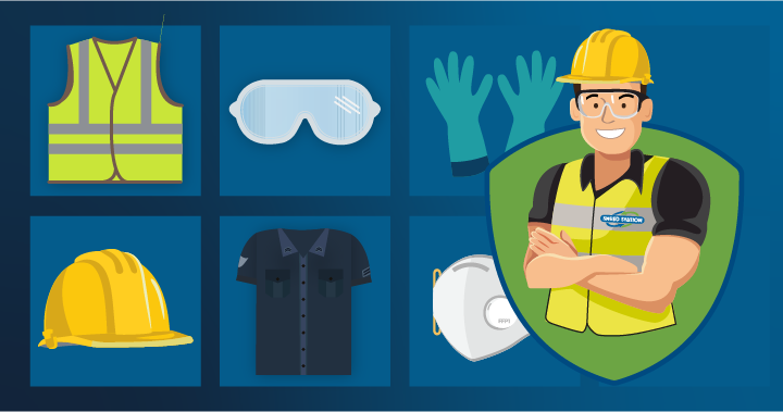 Illustration of different types of PPE