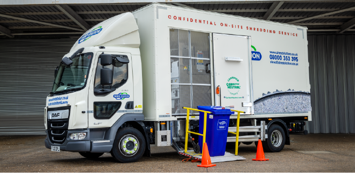 Image of on-site shredding truck.