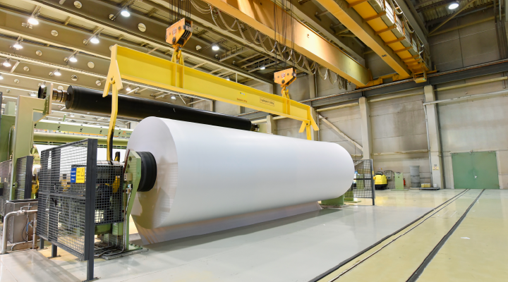Image of paper reel at industrial paper mill