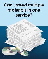 Illustration of stack of papers and stack of CDs with the caption "Can I shred multiple materials in one service?"