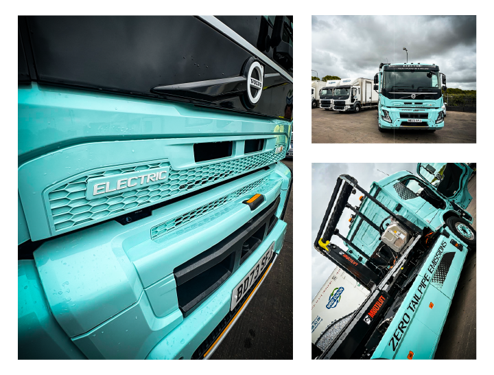 Three images of the Volvo FMX Electric truck