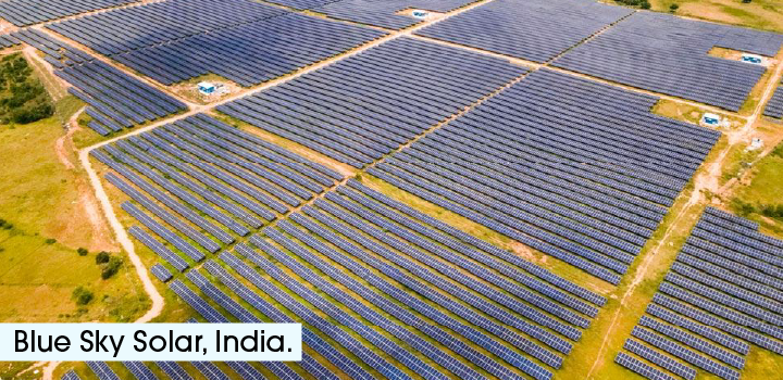 Image of Azure Power India's solar field in Telangana, India.